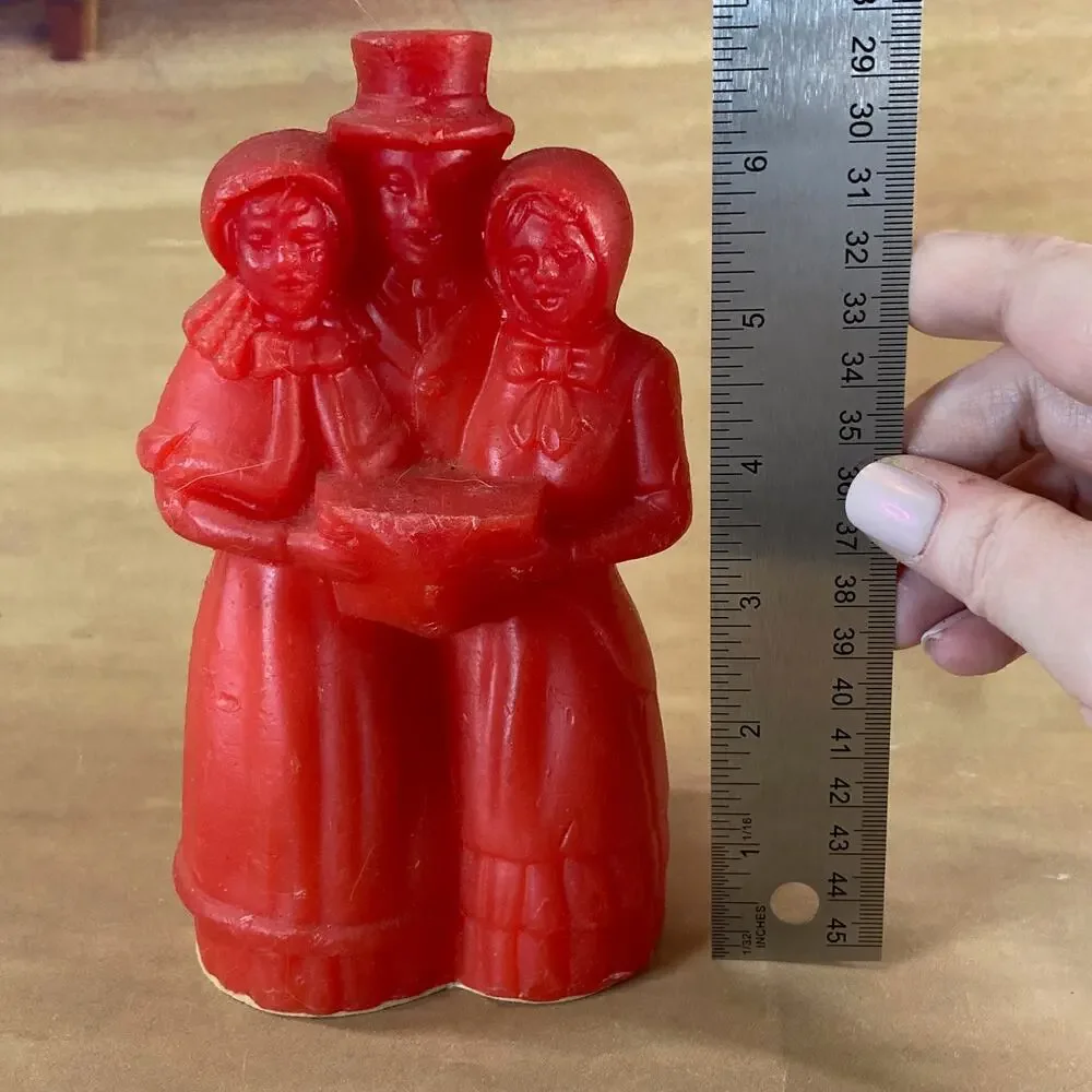 Vintage 70s AVON Holiday Lot (2) w/Red Wax Carolers & Green Sleigh Candles EUC